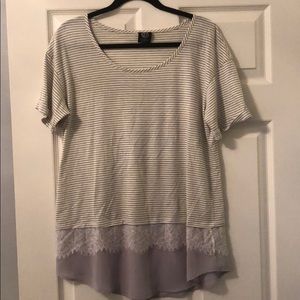 NWOT sheer and lace bottom tunic
